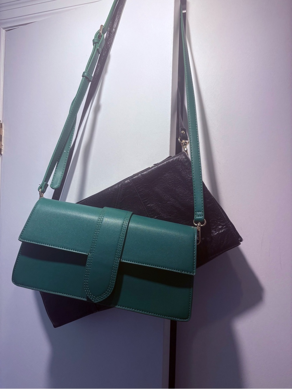 Green Crossbody Leather Shoulder Bag - Unbranded